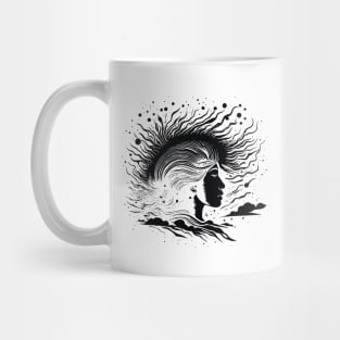 WOMAN WITH WILD HAIR Mug